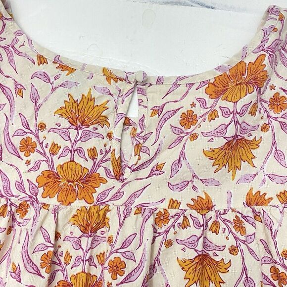 Universal Thread Blouse Womens XLarge Keyhole Neck Smocked Cuffs Floral Print - Picture 8 of 12